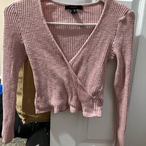 Forever 21 Pink Ribbed Wrap Sweater